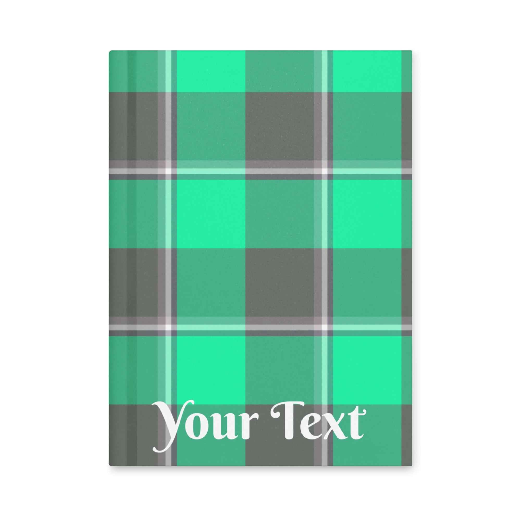 Personalized Spring Green and Finlandia Plaid Hardcover Journal - Scottish Squares