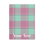 Personalized Vista Blue and Turkish Rose Plaid Hardcover Journal - Scottish Squares