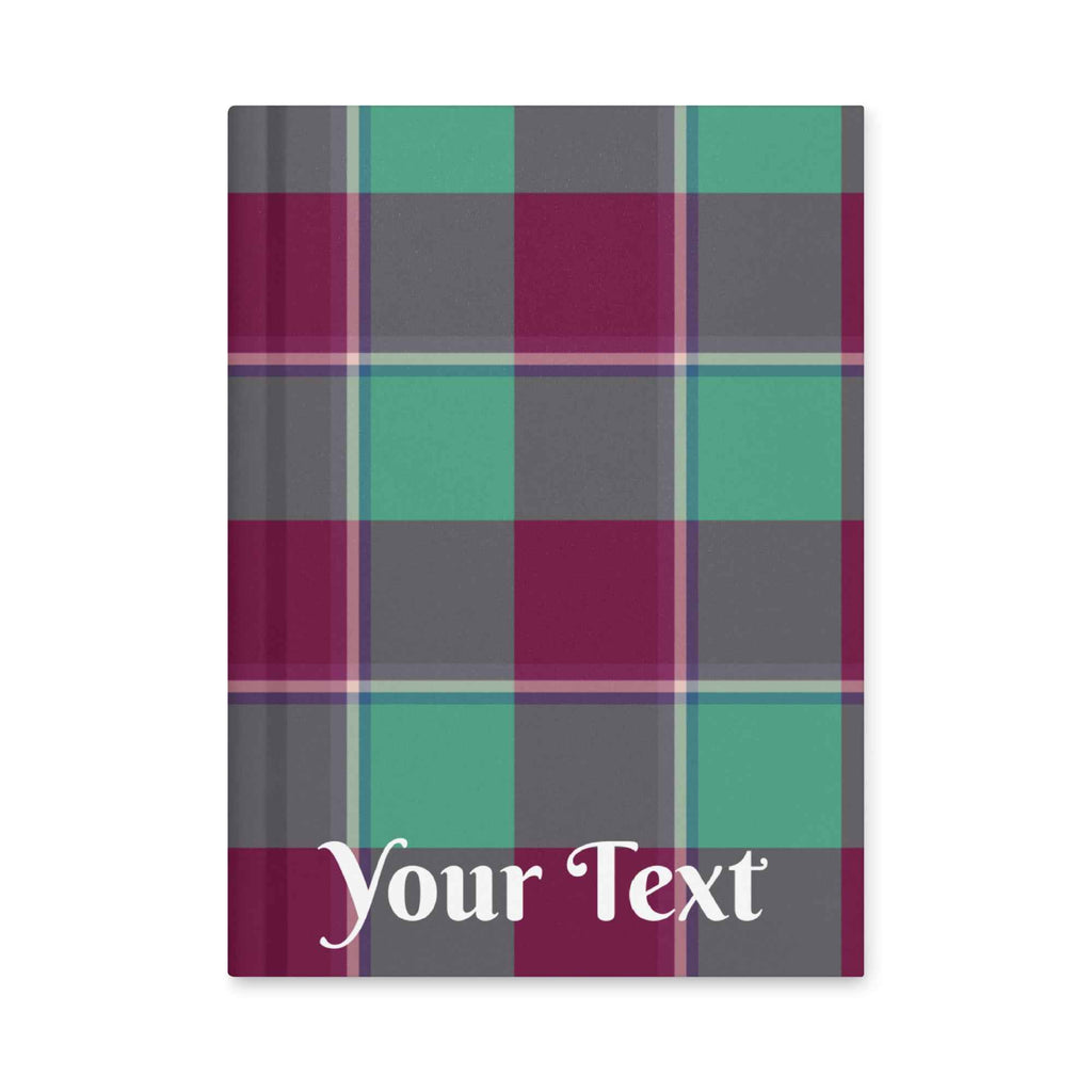 Personalized Ocean Green and Mulberry Wood Plaid Hardcover Journal - Scottish Squares