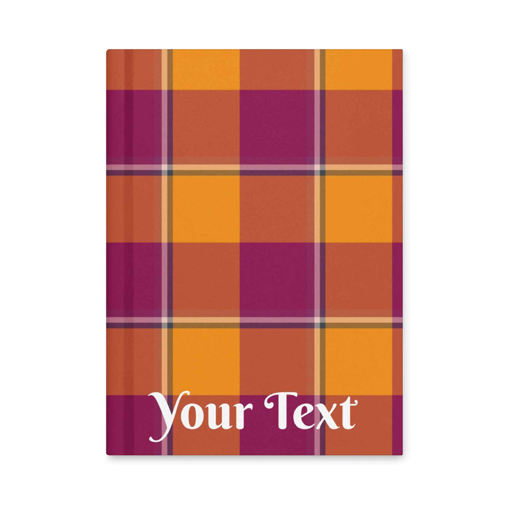 Personalized Tahiti Gold and Rose Bud Cherry Plaid Hardcover Journal - Scottish Squares