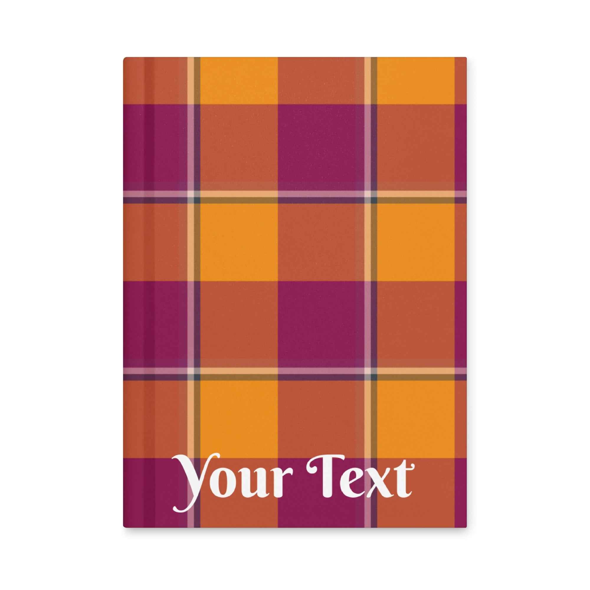 Personalized Tahiti Gold and Rose Bud Cherry Plaid Hardcover Journal - Scottish Squares