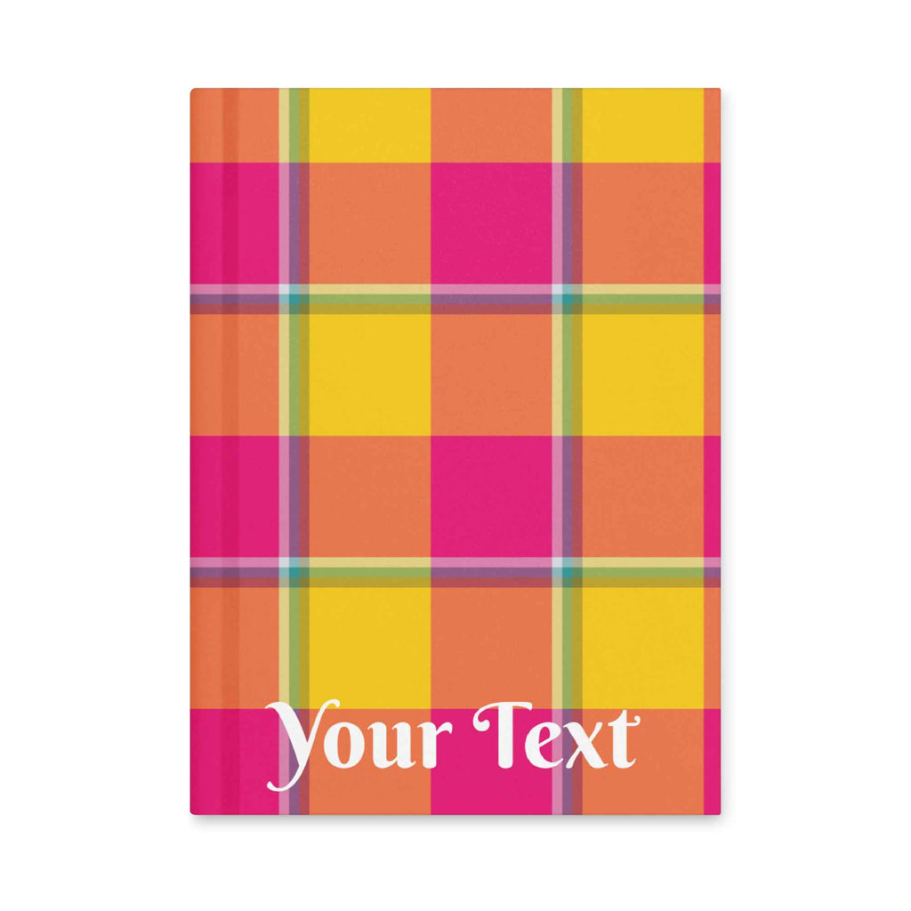 Personalized Corn and Razzmatazz Plaid Hardcover Journal - Scottish Squares