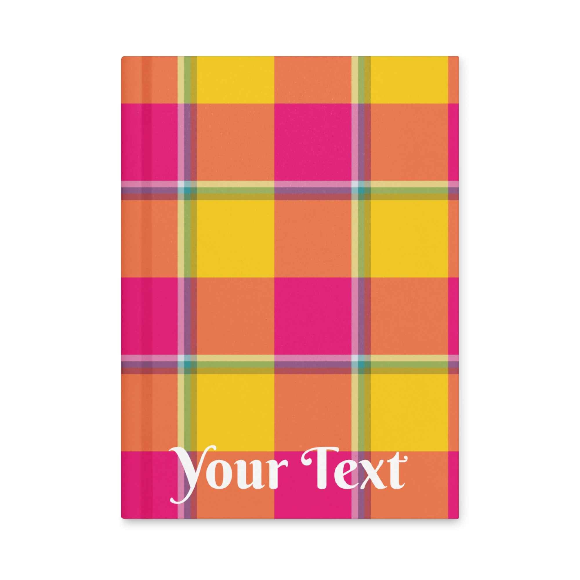 Personalized Corn and Razzmatazz Plaid Hardcover Journal - Scottish Squares