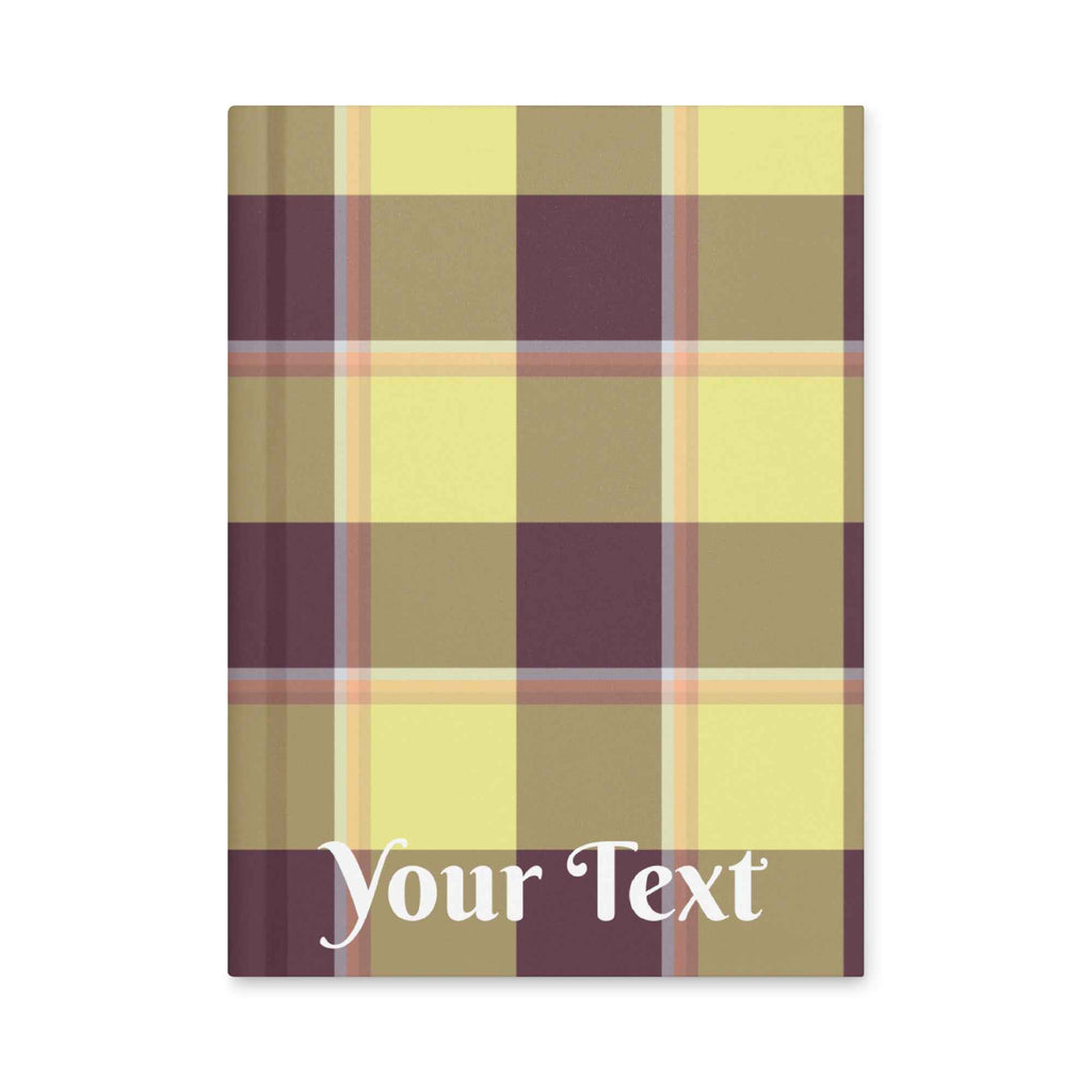 Personalized Flax and Livid Brown Plaid Hardcover Journal - Scottish Squares