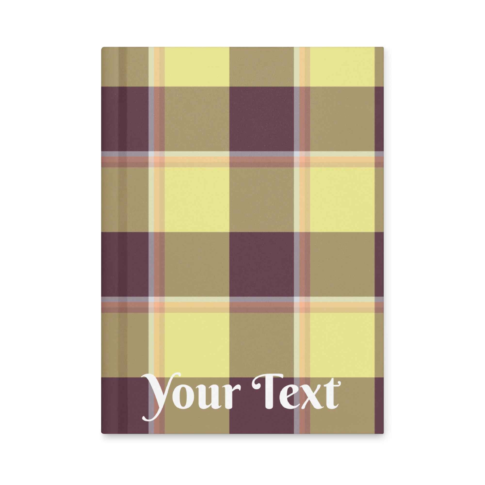 Personalized Flax and Livid Brown Plaid Hardcover Journal - Scottish Squares