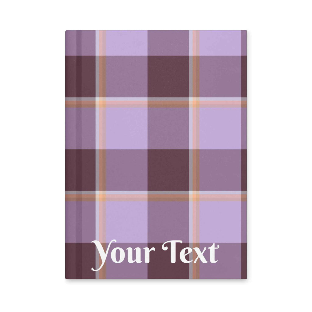 Personalized Light Wisteria and Livid Brown Plaid Hardcover Journal - Scottish Squares