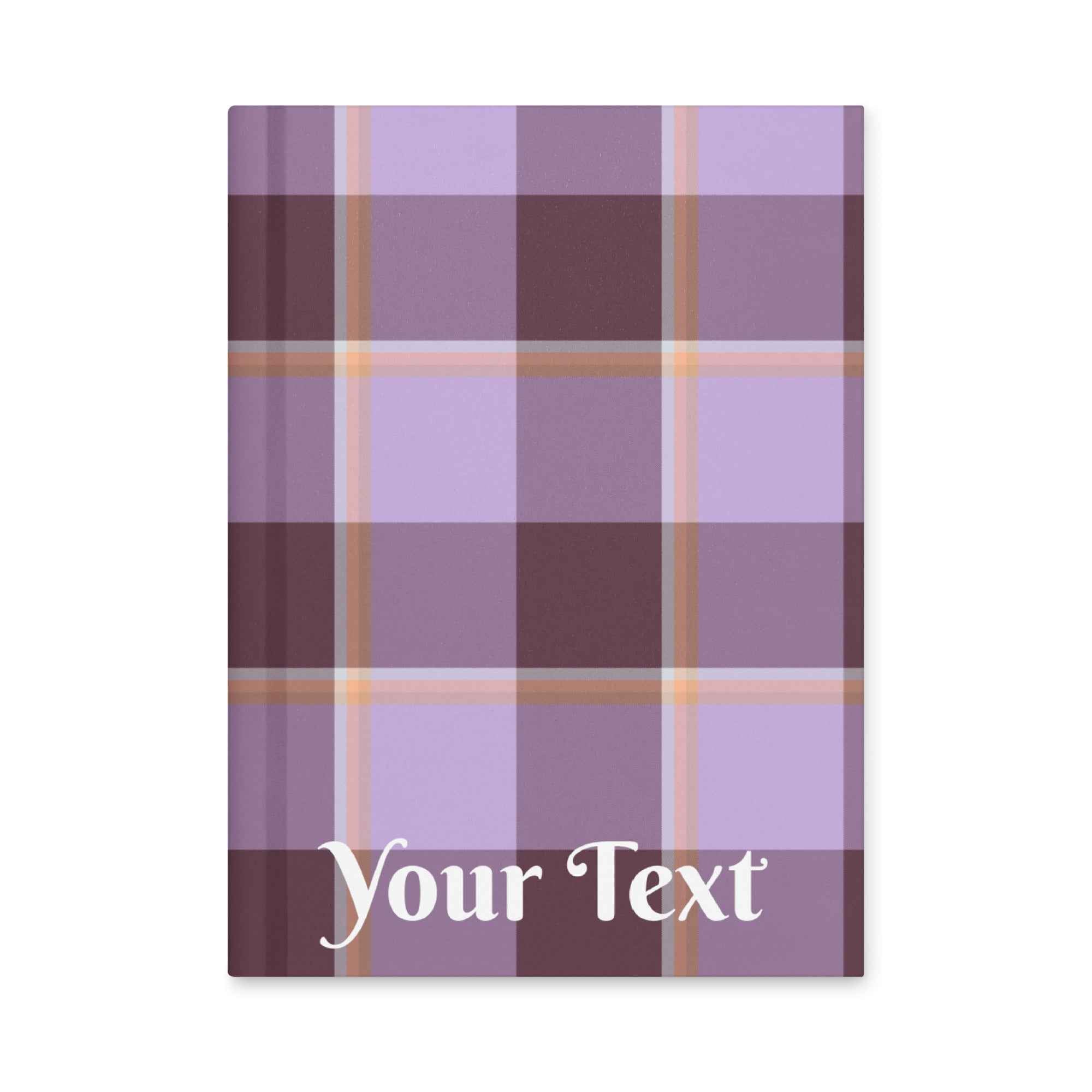Personalized Light Wisteria and Livid Brown Plaid Hardcover Journal - Scottish Squares