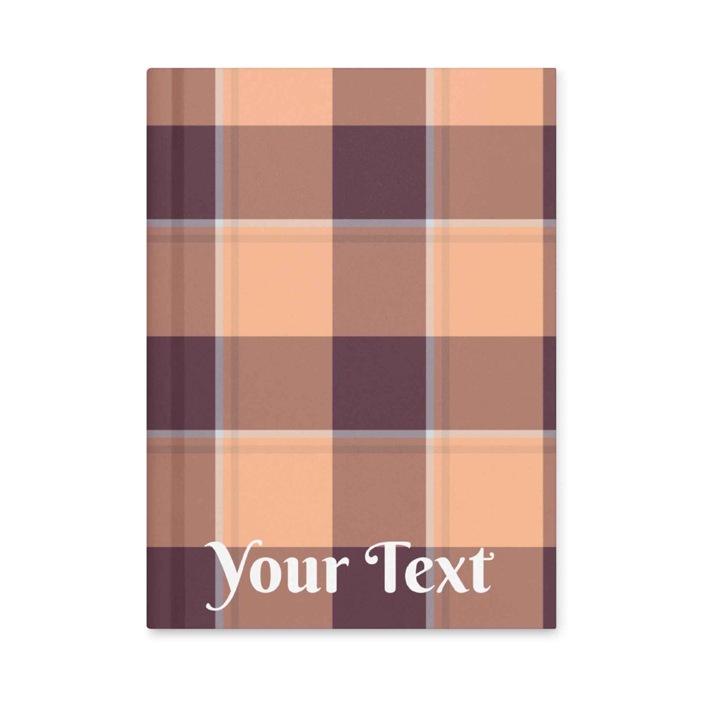 Personalized Hit Pink and Livid Brown Plaid Hardcover Journal - Scottish Squares