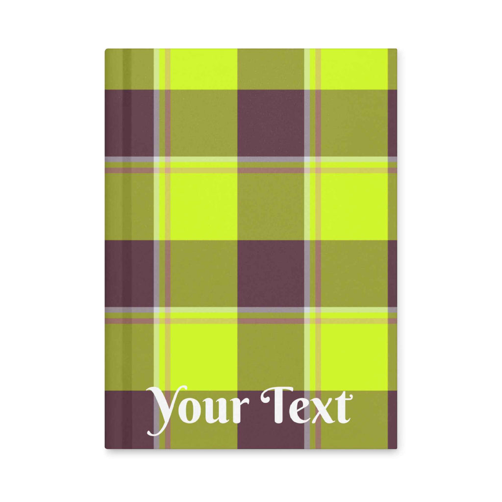 Electric Lime and Livid Brown Plaid Hardcover Journal - Scottish Squares