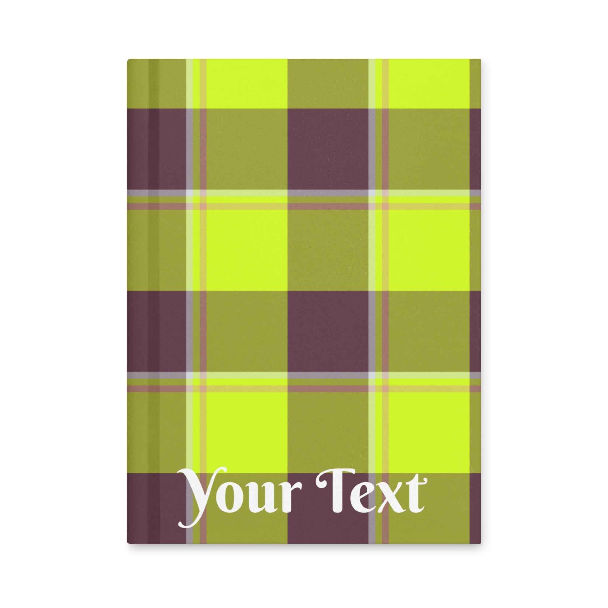 Electric Lime and Livid Brown Plaid Hardcover Journal - Scottish Squares