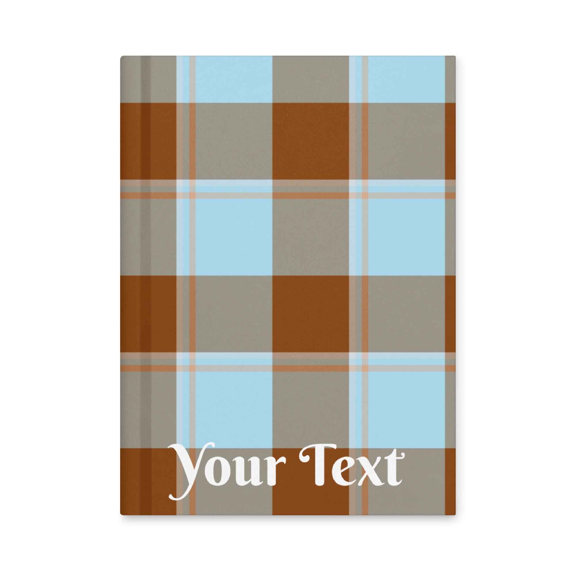 Personalized Blizzard Blue and Livid Brown Plaid Hardcover Journal - Scottish Squares