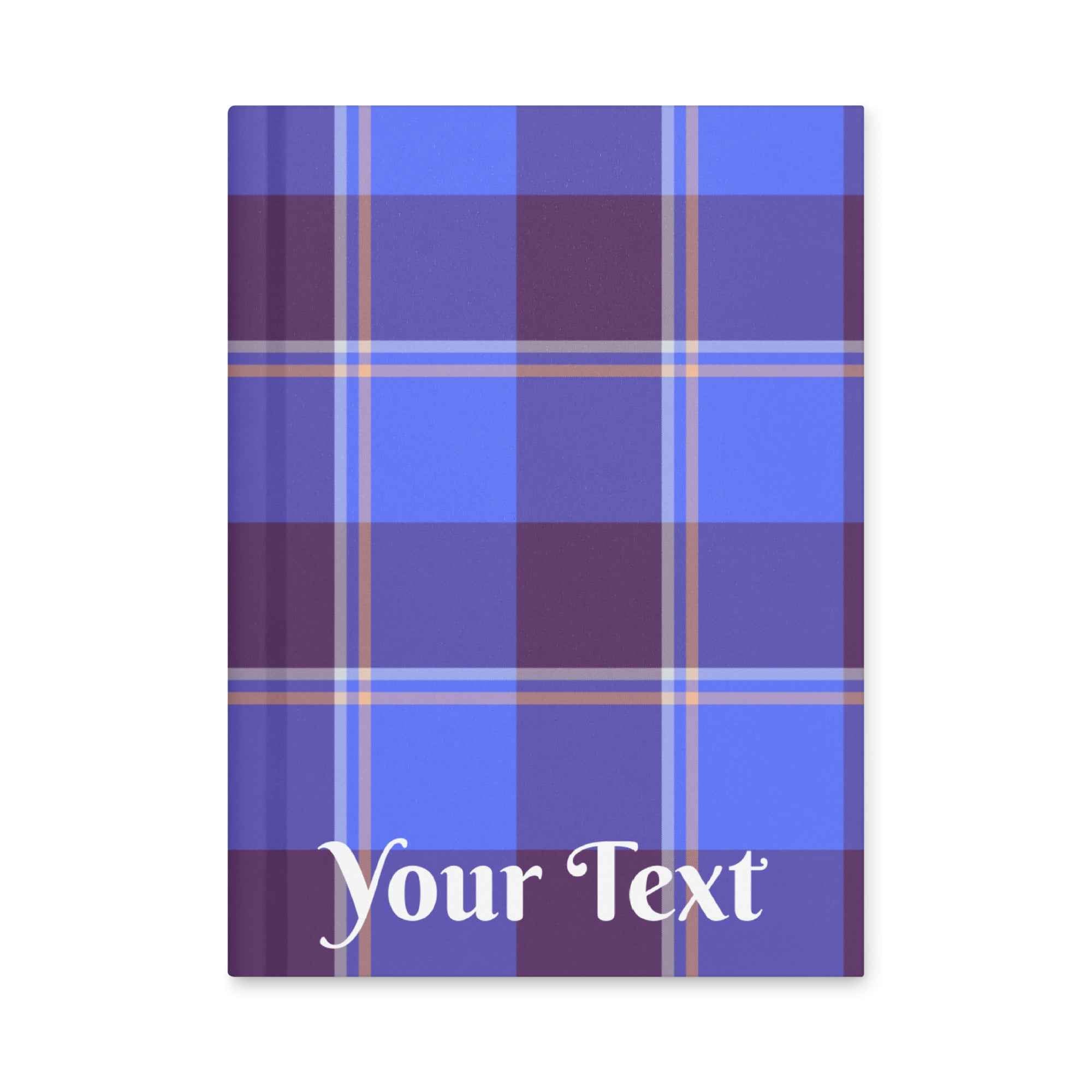 Personalized Cornflower Blue and Livid Brown Plaid Hardcover Journal - Scottish Squares