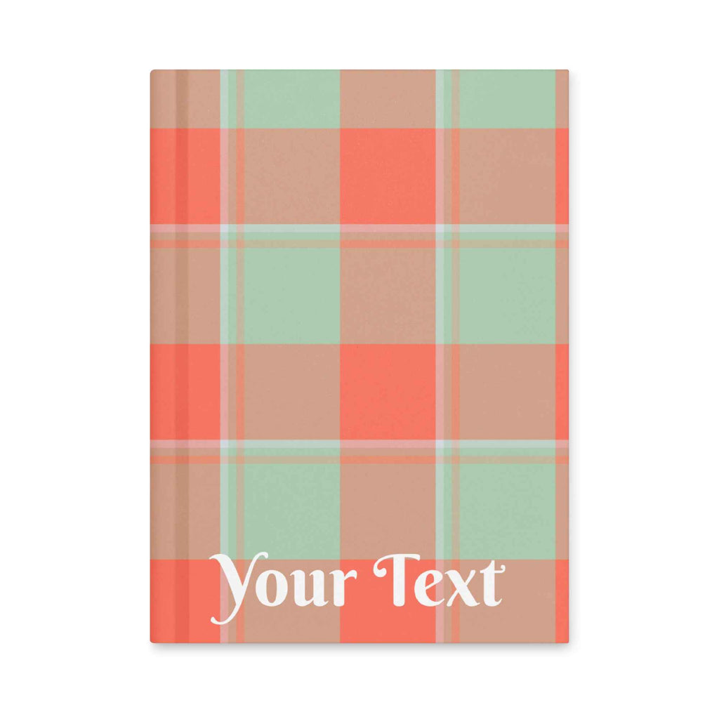Personalized Spring Rain and Persimmon Plaid Hardcover Journal - Scottish Squares