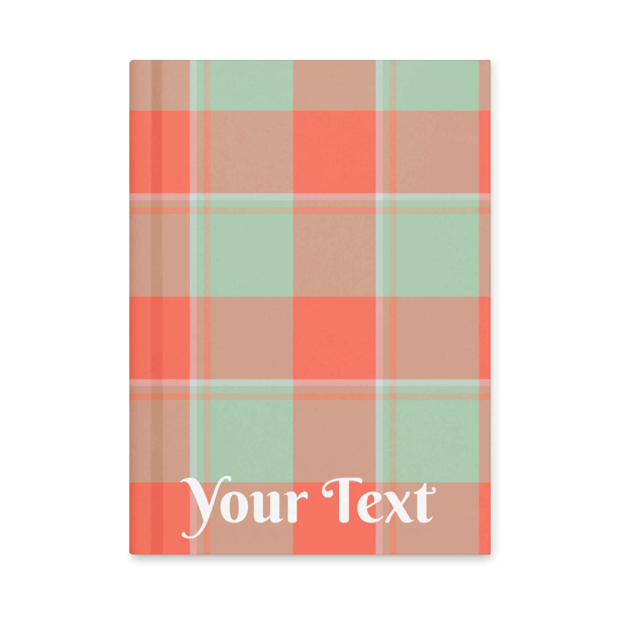 Personalized Spring Rain and Persimmon Plaid Hardcover Journal - Scottish Squares