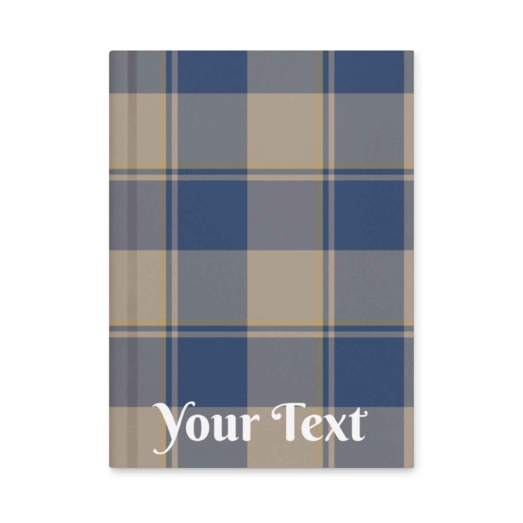 Personalized Cello and Donkey Brown Plaid Hardcover Journal - Scottish Squares