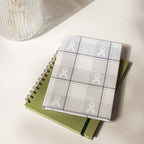Hardcover Journal Lung Cancer Awareness Plaid, White Ribbon, Supportive Gift - Scottish Squares