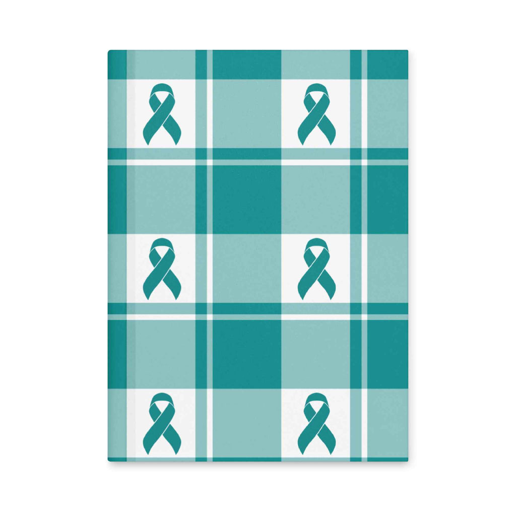 Hardcover Journal Cervical Cancer Awareness Plaid, Teal Ribbon, Supportive Gift Default Title - Scottish Squares