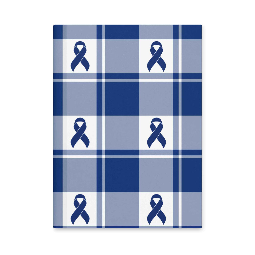 Hardcover Journal Colorectal Cancer Awareness Plaid, Dark Blue Ribbon, Supportive Gift Default Title - Scottish Squares