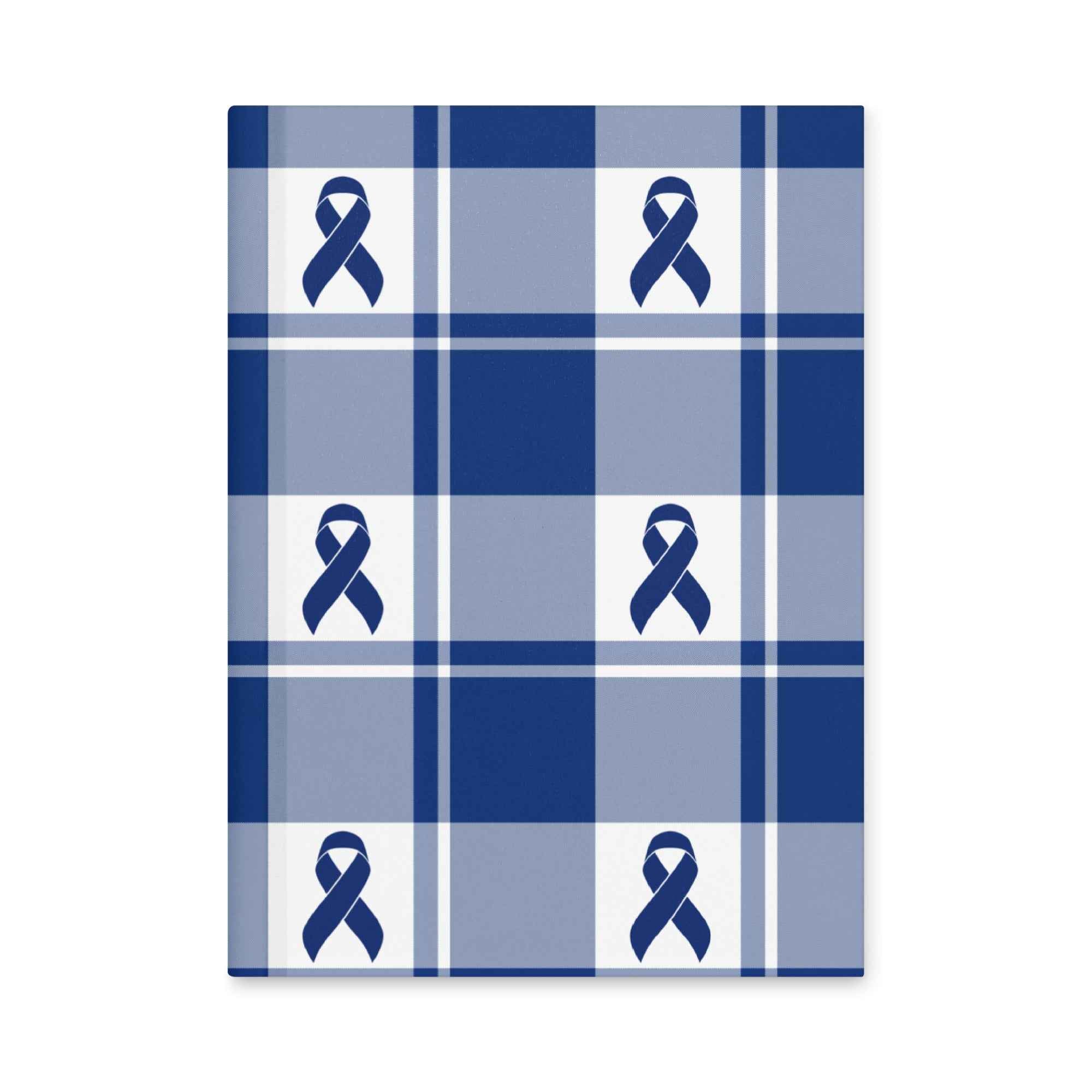 Hardcover Journal Colorectal Cancer Awareness Plaid, Dark Blue Ribbon, Supportive Gift Default Title - Scottish Squares