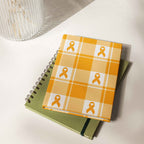 Hardcover Journal Kidney Cancer Awareness Plaid, Orange Ribbon, Supportive Gift - Scottish Squares