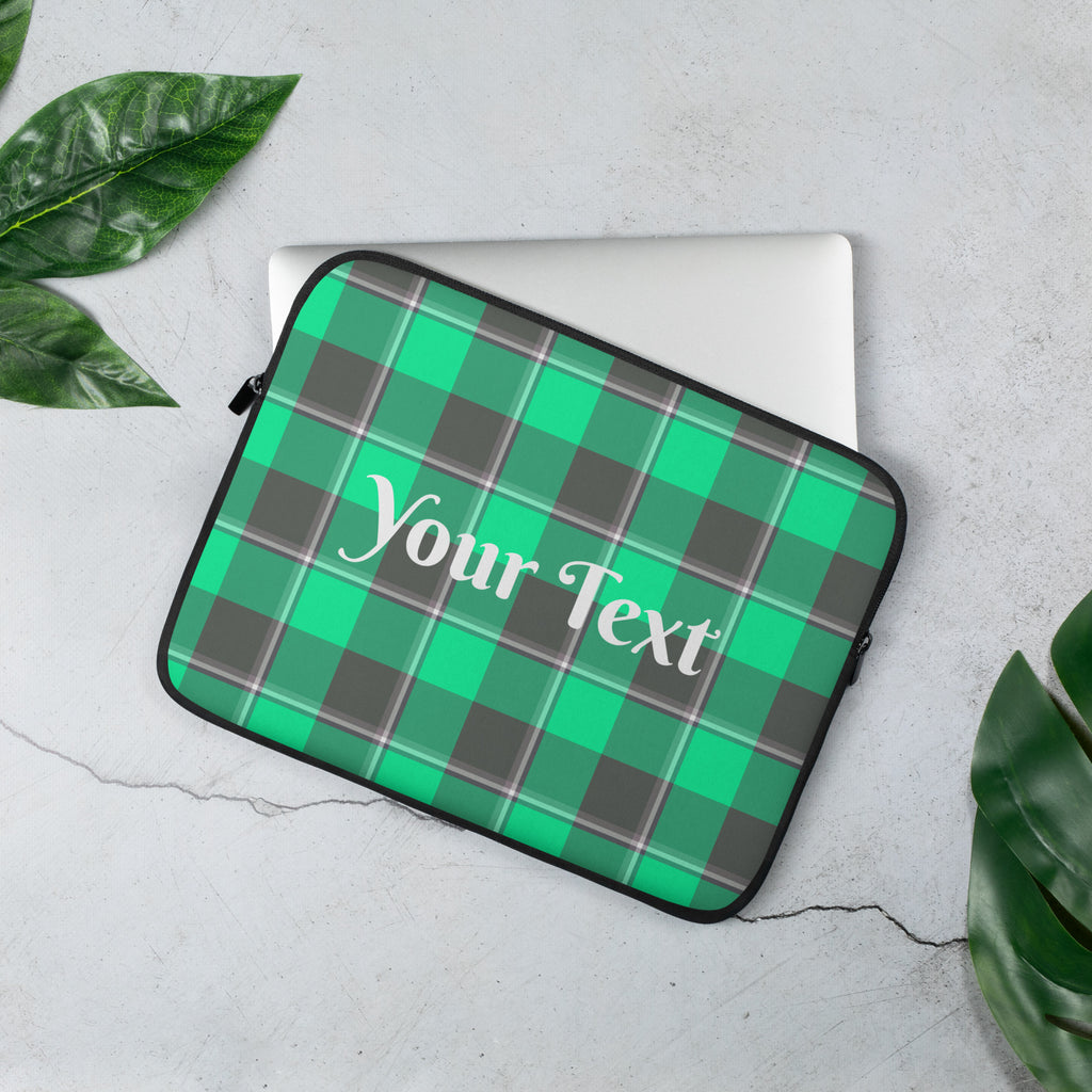 Personalized Spring Green and Finlandia Plaid Laptop Sleeve - Scottish Squares
