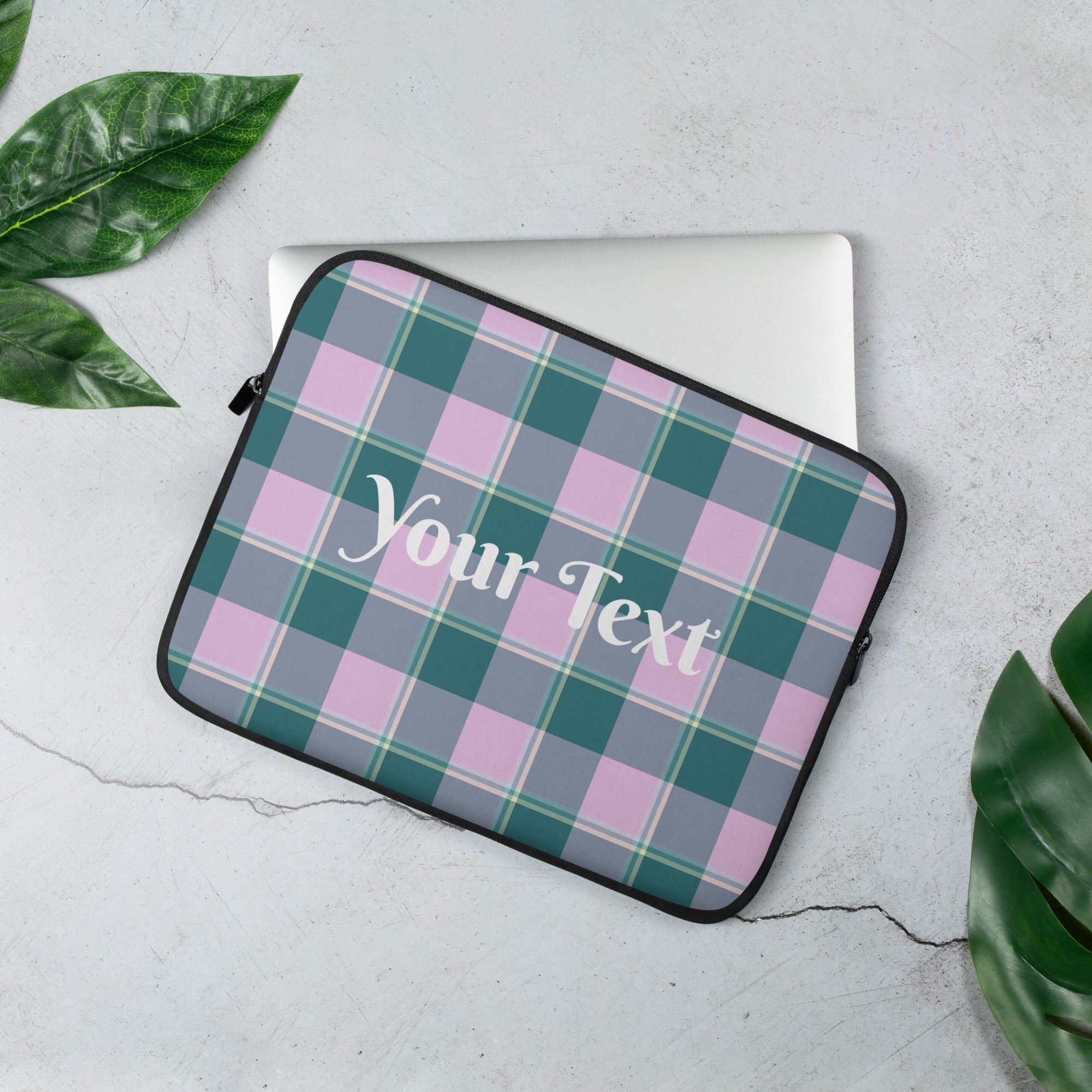 Personalized Ming and Melanie Plaid Laptop Sleeve - Scottish Squares