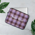 Personalized Light Wisteria and Livid Brown Plaid Laptop Sleeve - Scottish Squares