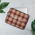 Personalized Whiskey and Livid Brown Plaid Laptop Sleeve - Scottish Squares