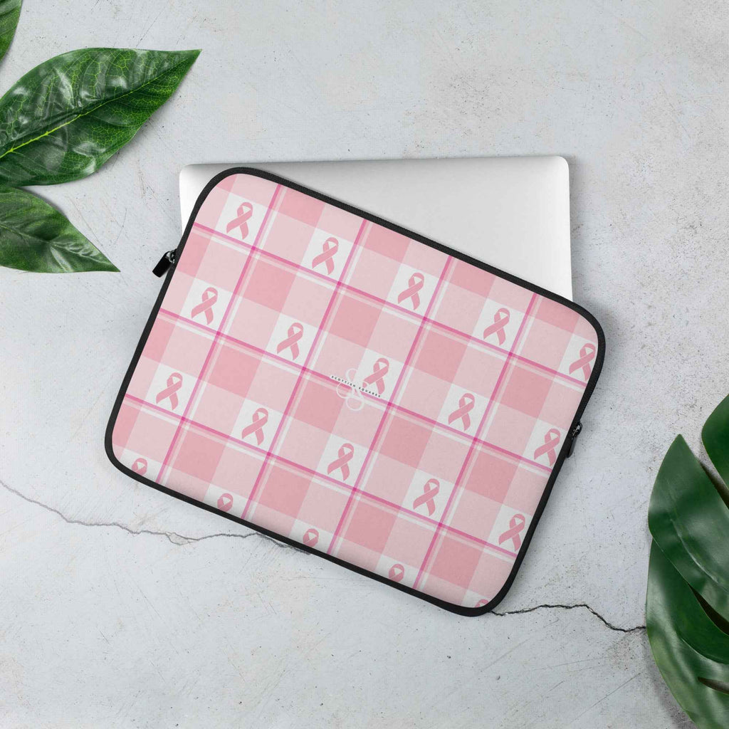Laptop Sleeve Breast Cancer Awareness Plaid - Scottish Squares