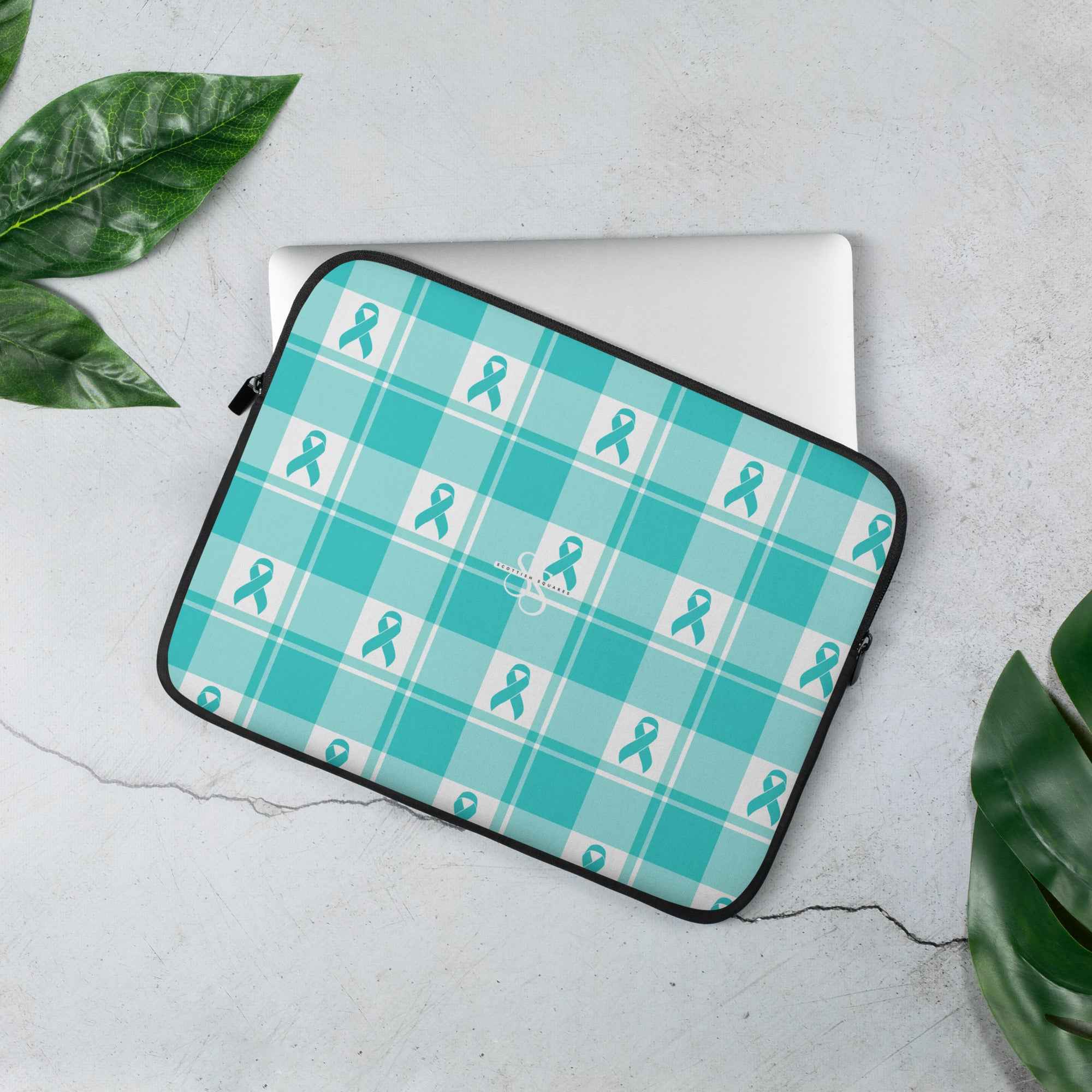 Laptop Sleeve Ovarian Cancer Awareness Plaid - Scottish Squares