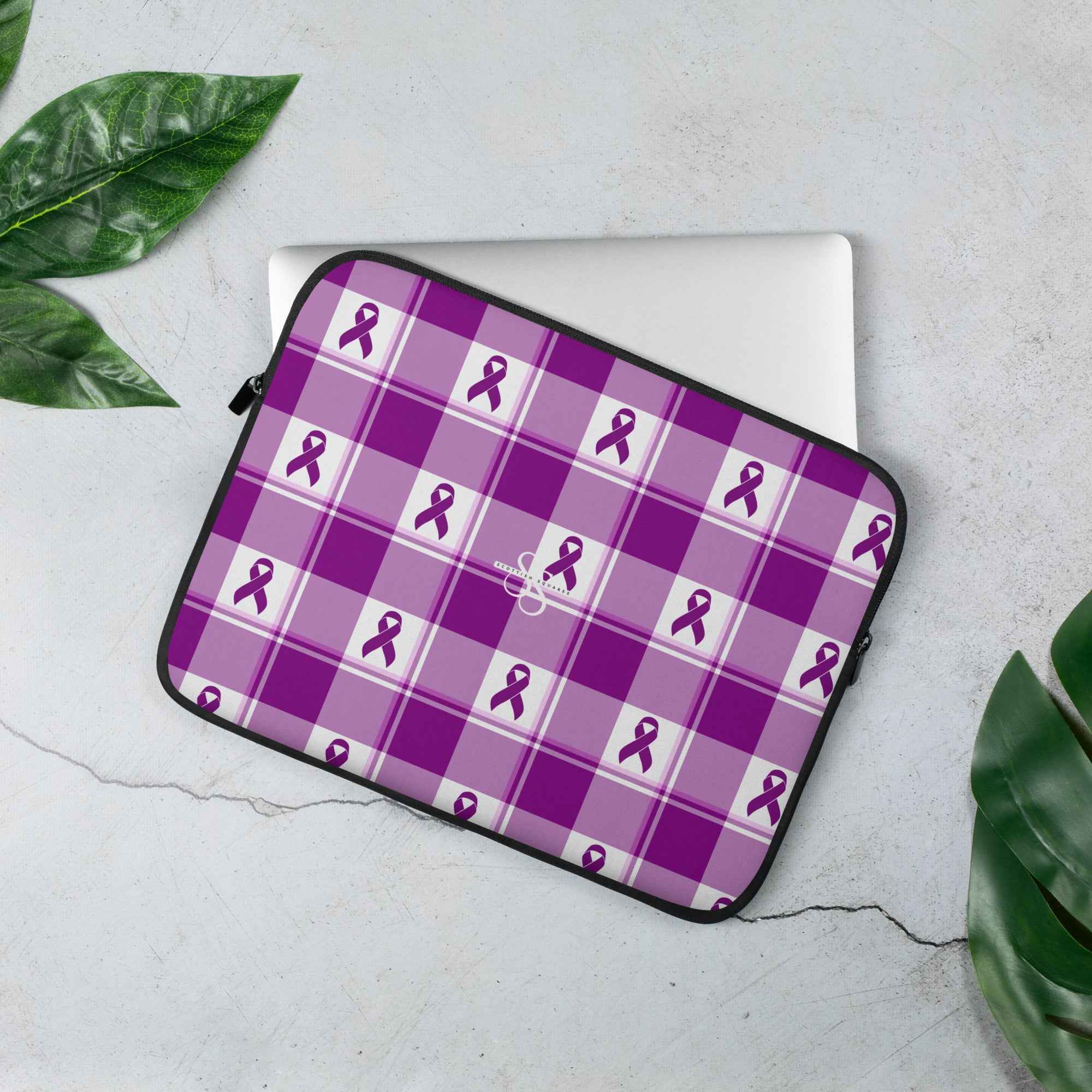 Laptop Sleeve Pancreatic Cancer Awareness Plaid - Scottish Squares