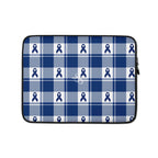 Laptop Sleeve Colorectal Cancer Awareness Plaid, Dark Blue Ribbon, Supportive Gift - Scottish Squares