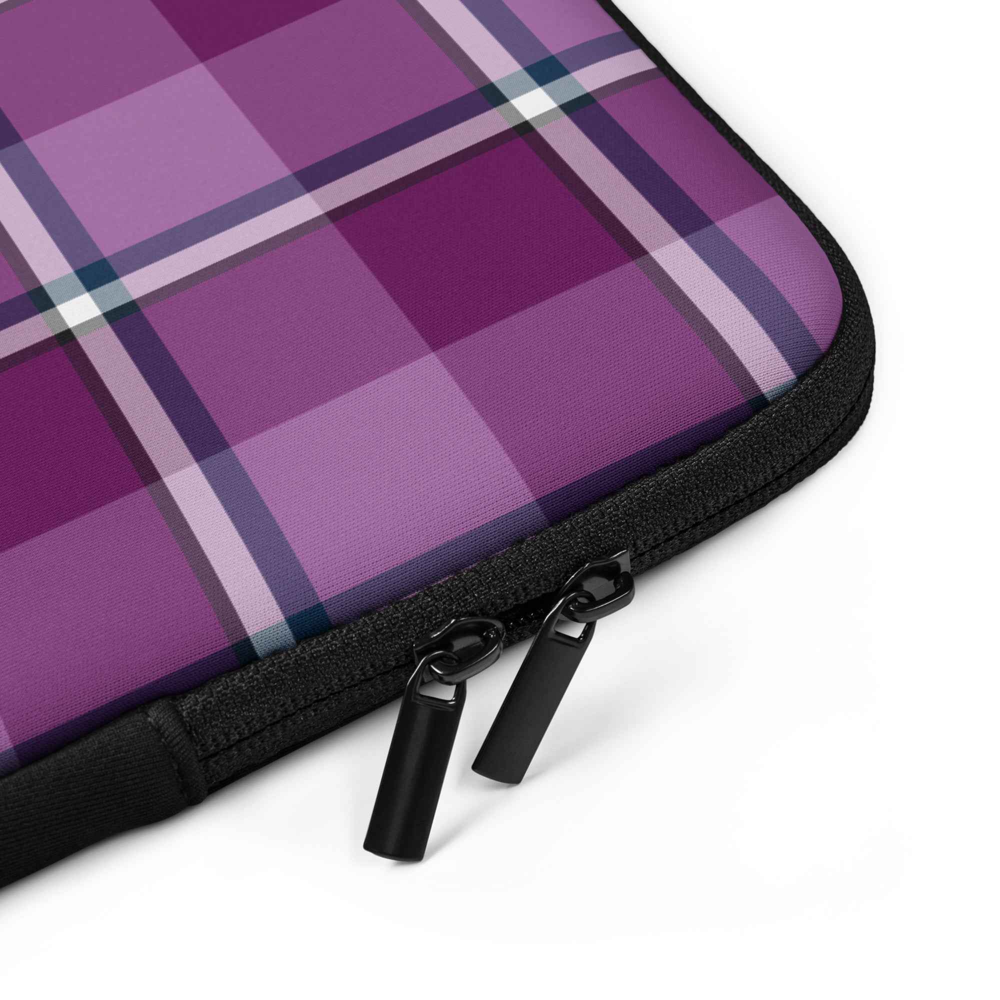 Personalized Purple and Trendy Pink Plaid Laptop Sleeve - Scottish Squares