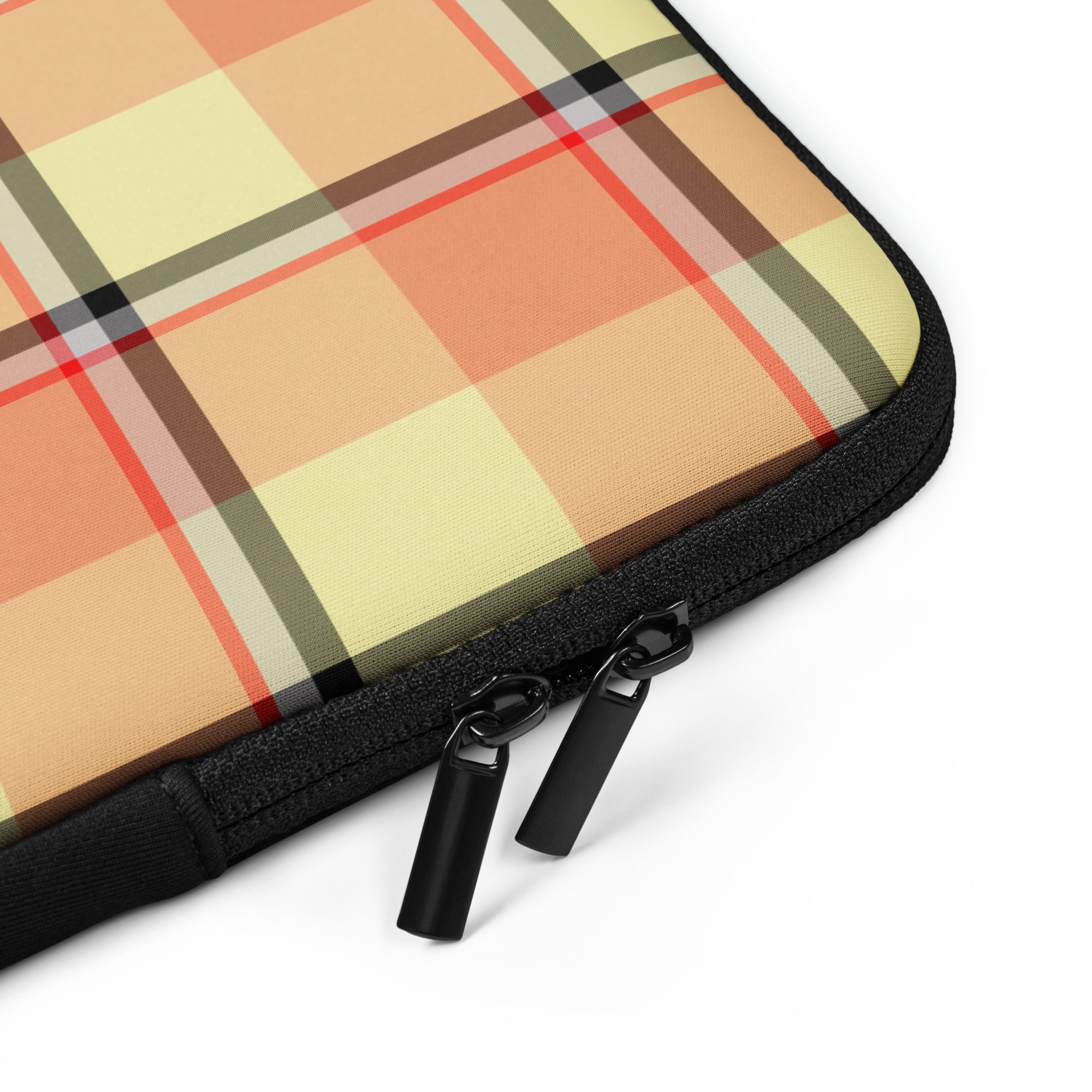 Personalized Claystone and Morning Mist Plaid Laptop Sleeve - Scottish Squares