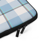 Personalized Pink Cloud and Blue Lagoon Plaid Laptop Sleeve - Scottish Squares