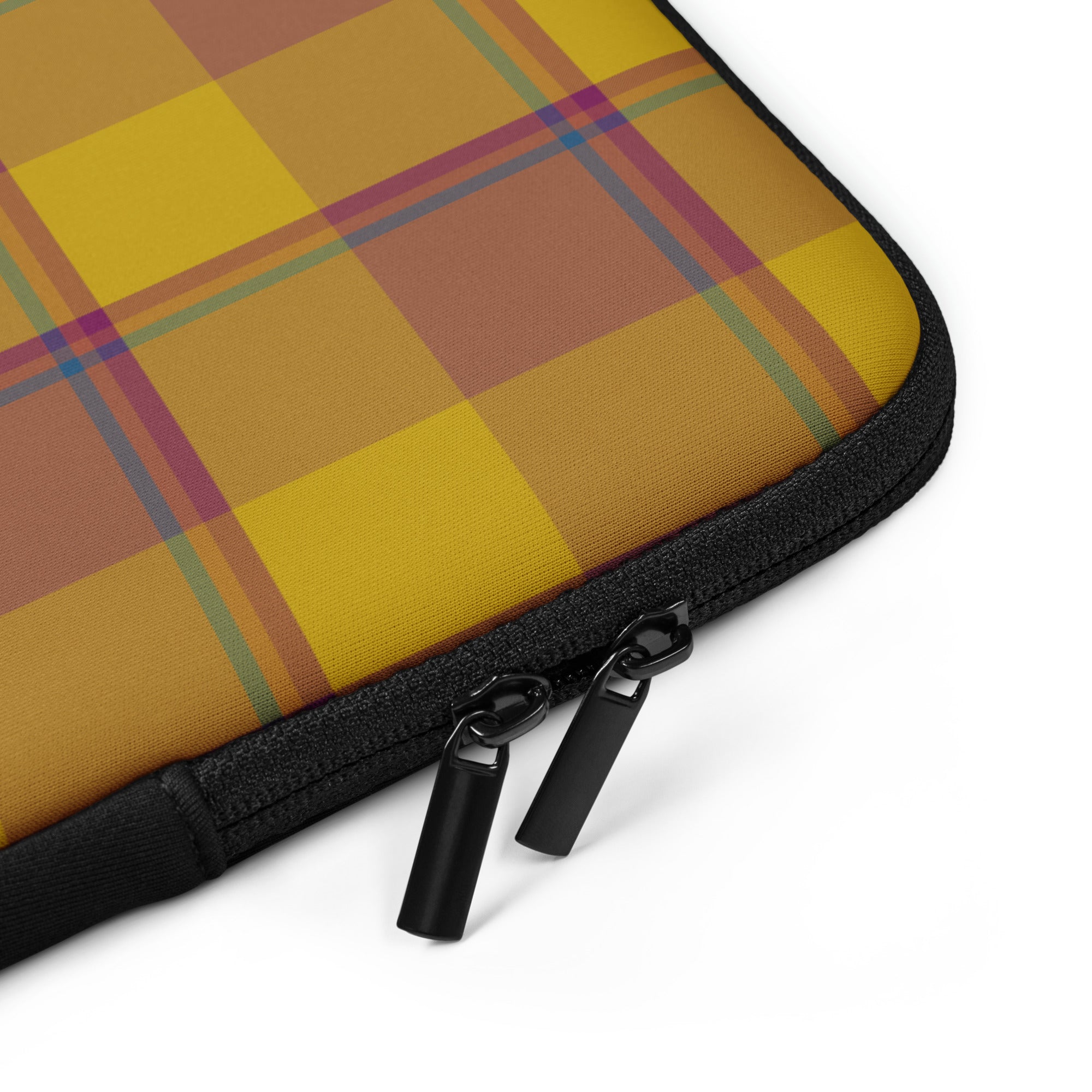 Personalized Potters Clay and Pizza Plaid Laptop Sleeve - Scottish Squares