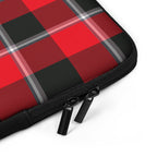 Personalized Red Ribbon and Heavy Metal Plaid Laptop Sleeve - Scottish Squares