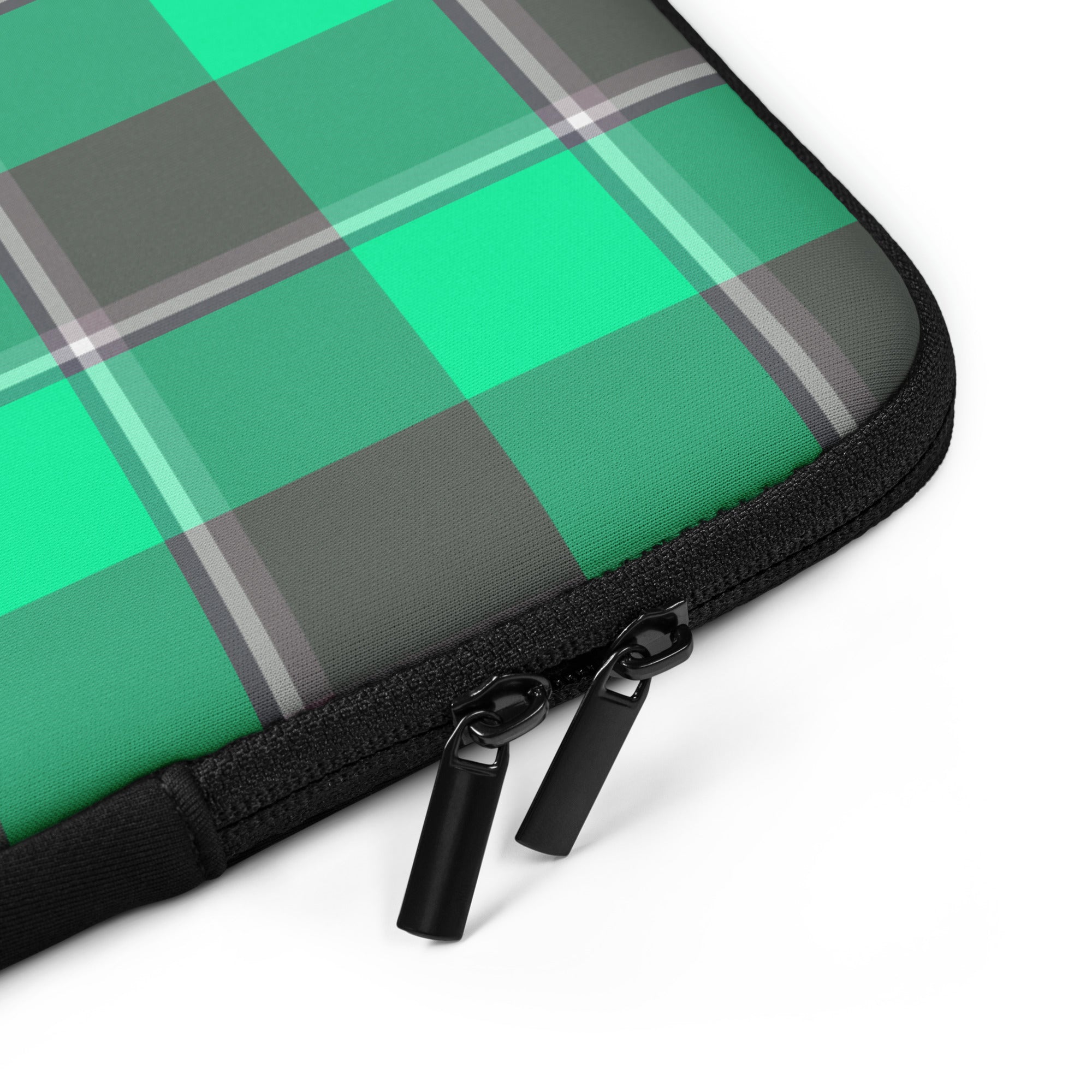 Personalized Spring Green and Finlandia Plaid Laptop Sleeve - Scottish Squares