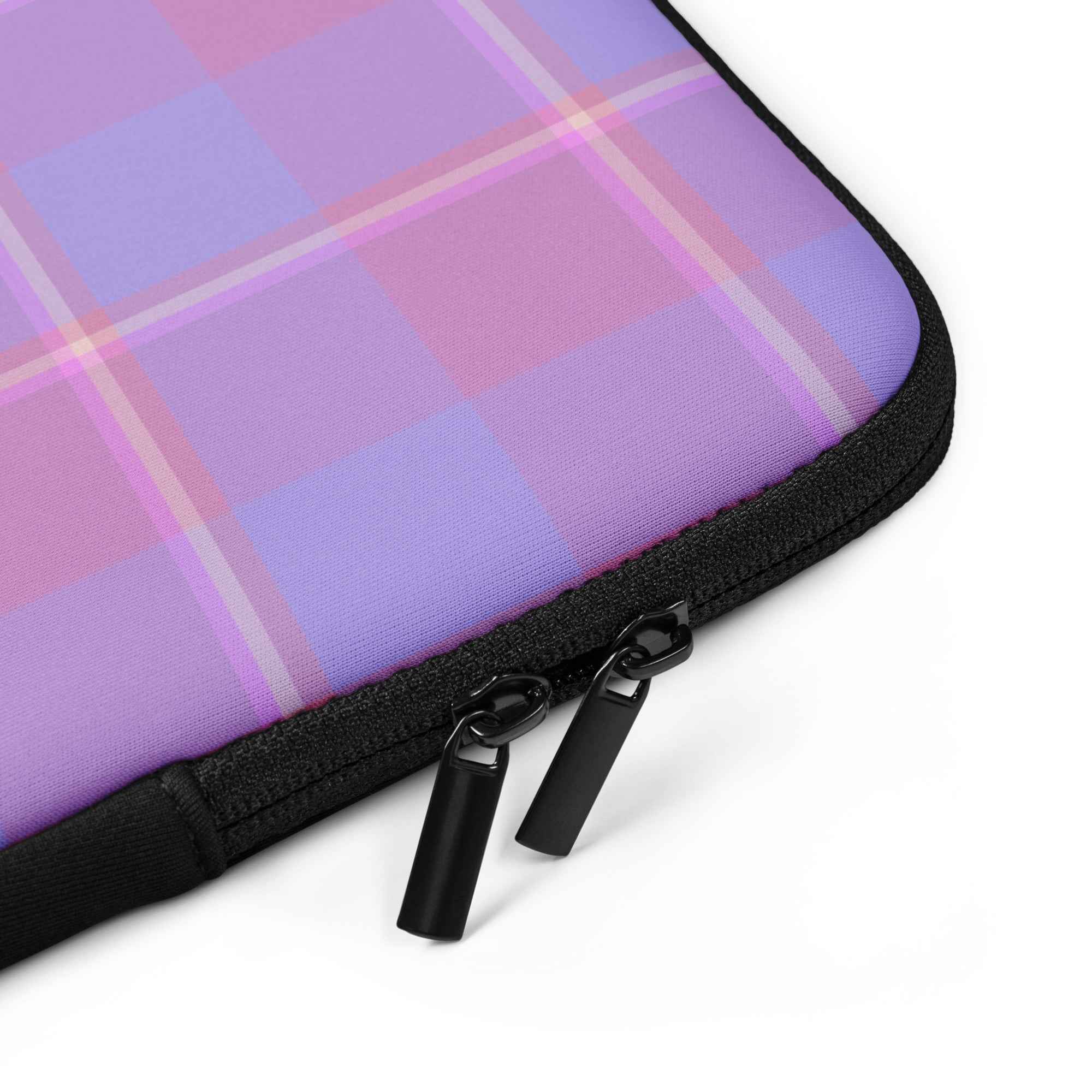 Personalized Viola and Dull Lavender Plaid Laptop Sleeve - Scottish Squares