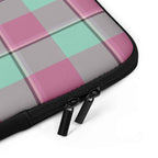 Personalized Vista Blue and Turkish Rose Plaid Laptop Sleeve - Scottish Squares
