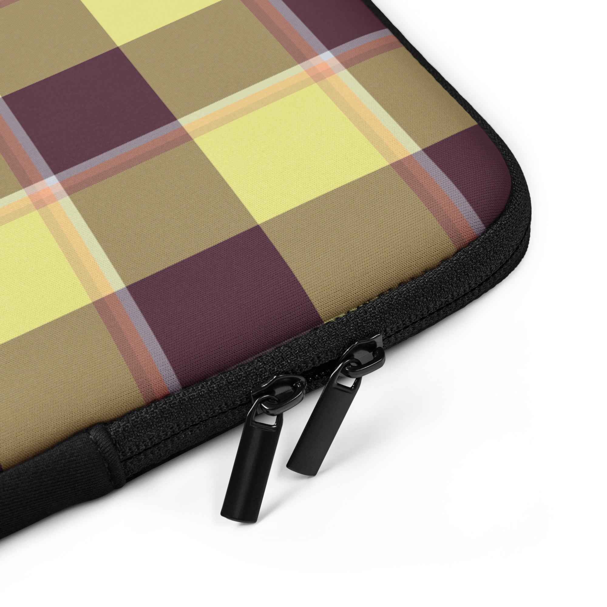 Personalized Flax and Livid Brown Plaid Laptop Sleeve - Scottish Squares