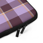 Personalized Light Wisteria and Livid Brown Plaid Laptop Sleeve - Scottish Squares
