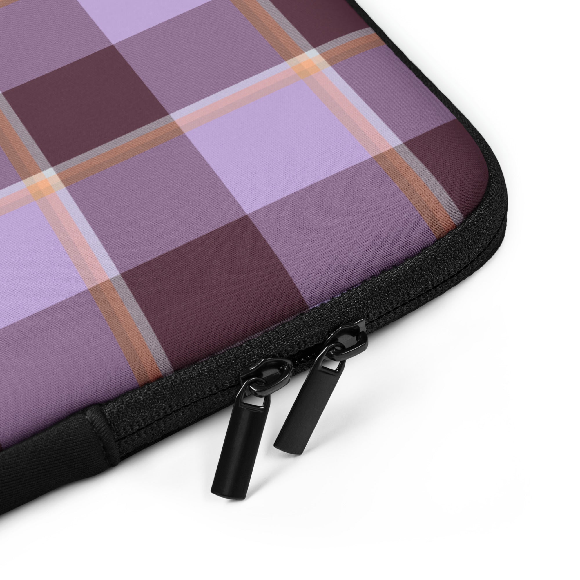 Personalized Light Wisteria and Livid Brown Plaid Laptop Sleeve - Scottish Squares