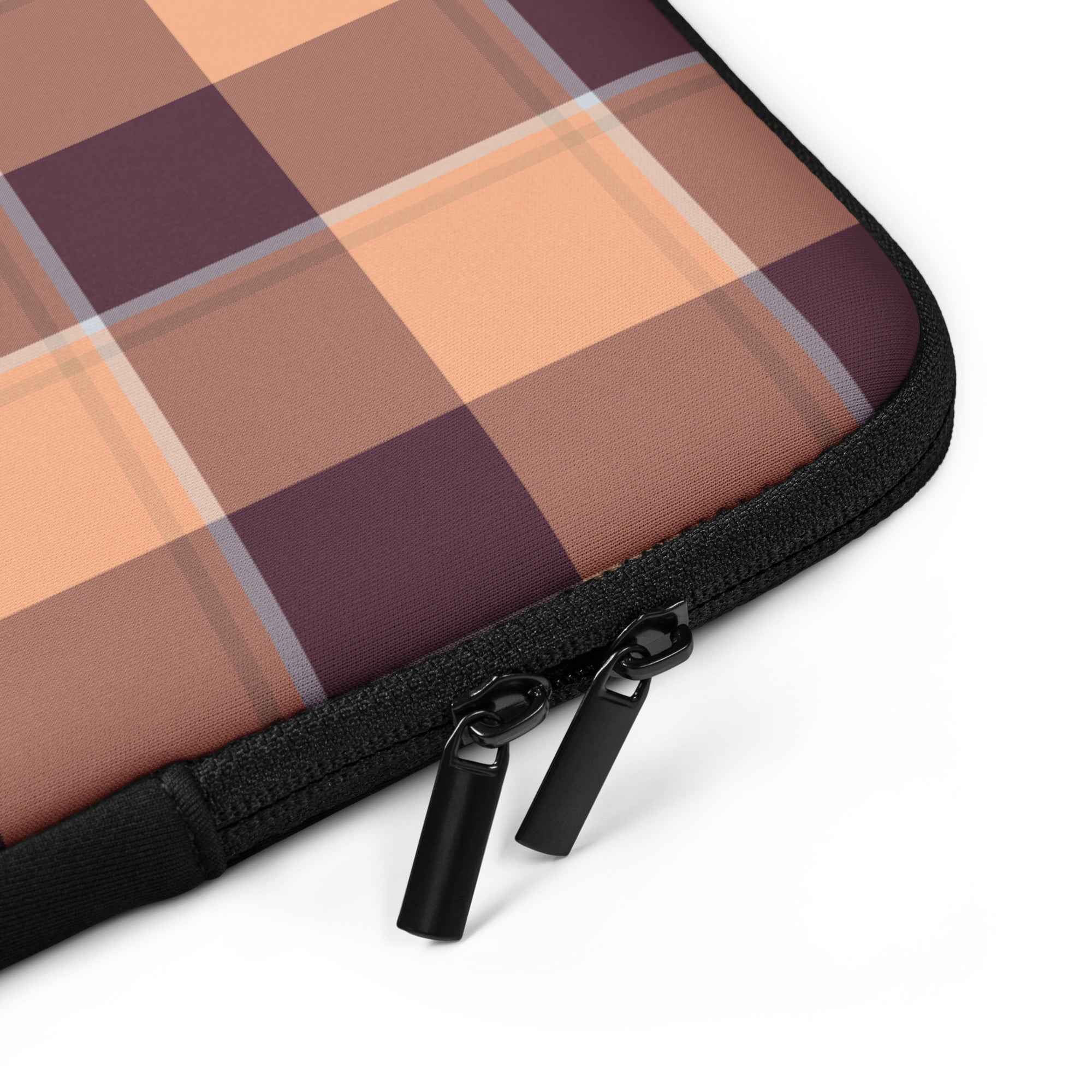 Personalized Hit Pink and Livid Brown Plaid Laptop Sleeve - Scottish Squares