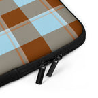 Personalized Blizzard Blue and Livid Brown Plaid Laptop Sleeve - Scottish Squares