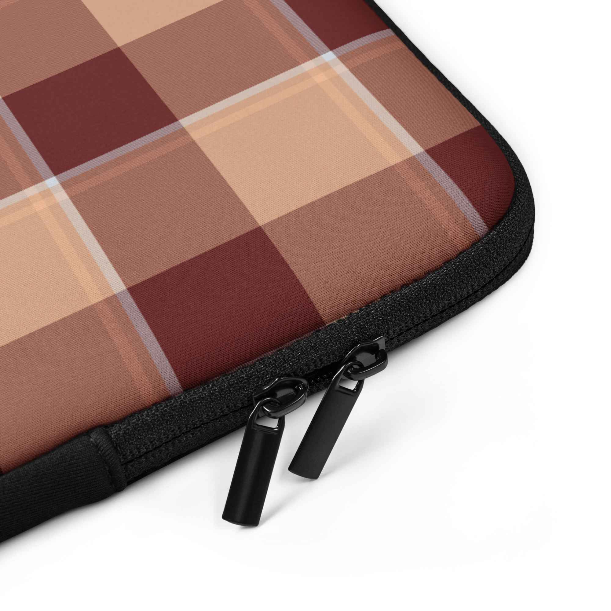 Personalized Whiskey and Livid Brown Plaid Laptop Sleeve - Scottish Squares
