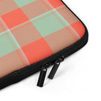 Personalized Spring Rain and Persimmon Plaid Laptop Sleeve - Scottish Squares