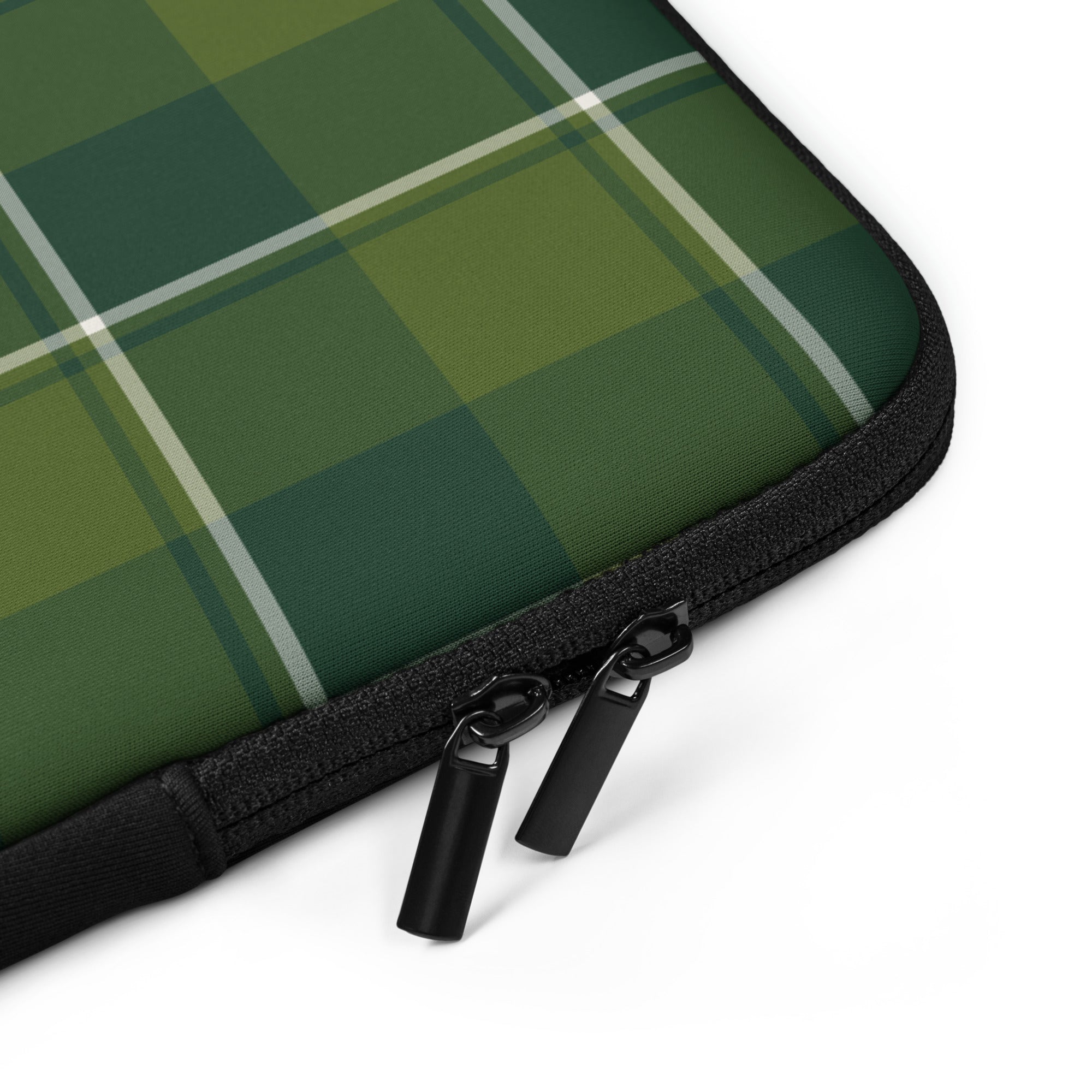 Personalized Woodland and Evergreen Plaid Laptop Sleeve - Scottish Squares