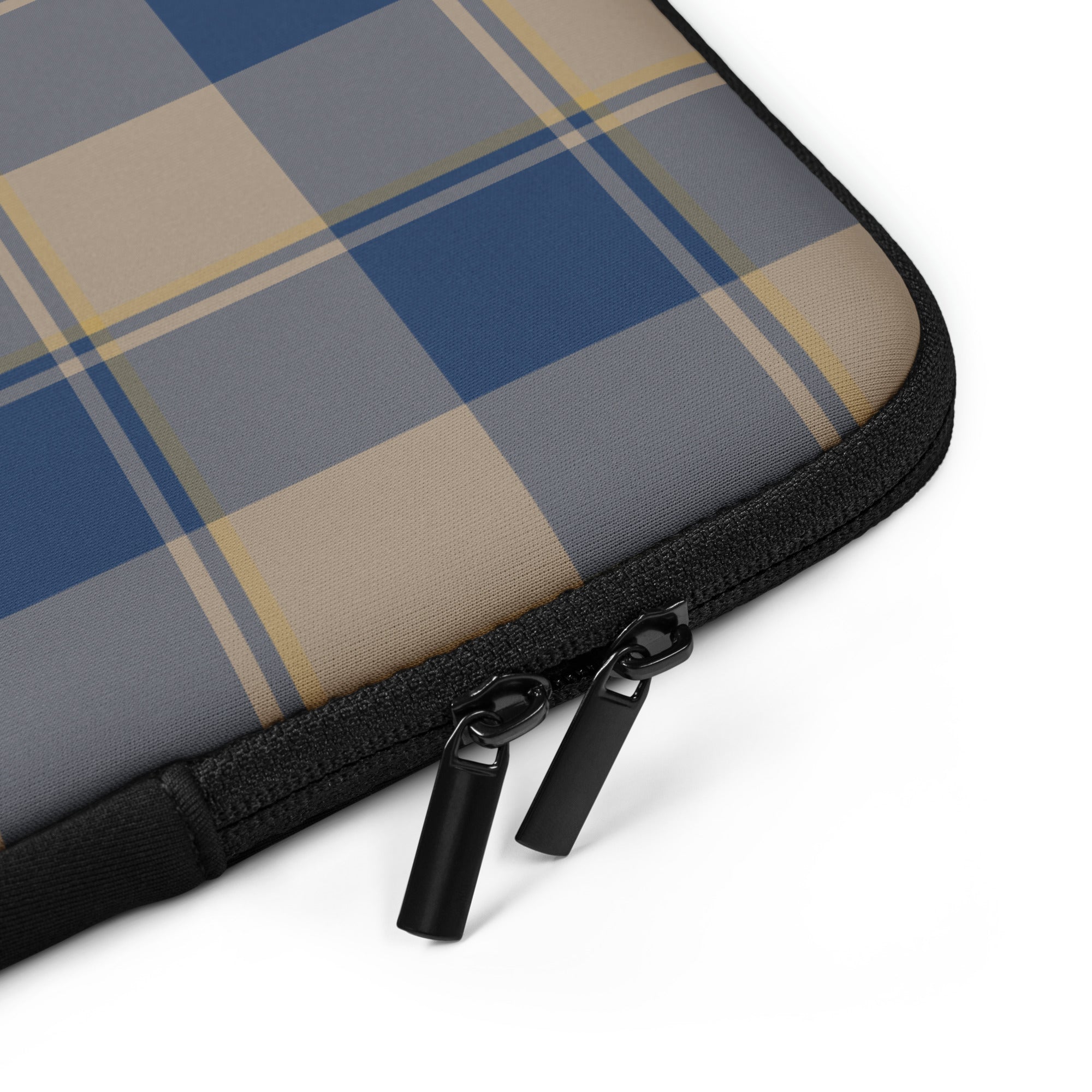 Personalized Cello and Donkey Brown Plaid Laptop Sleeve - Scottish Squares
