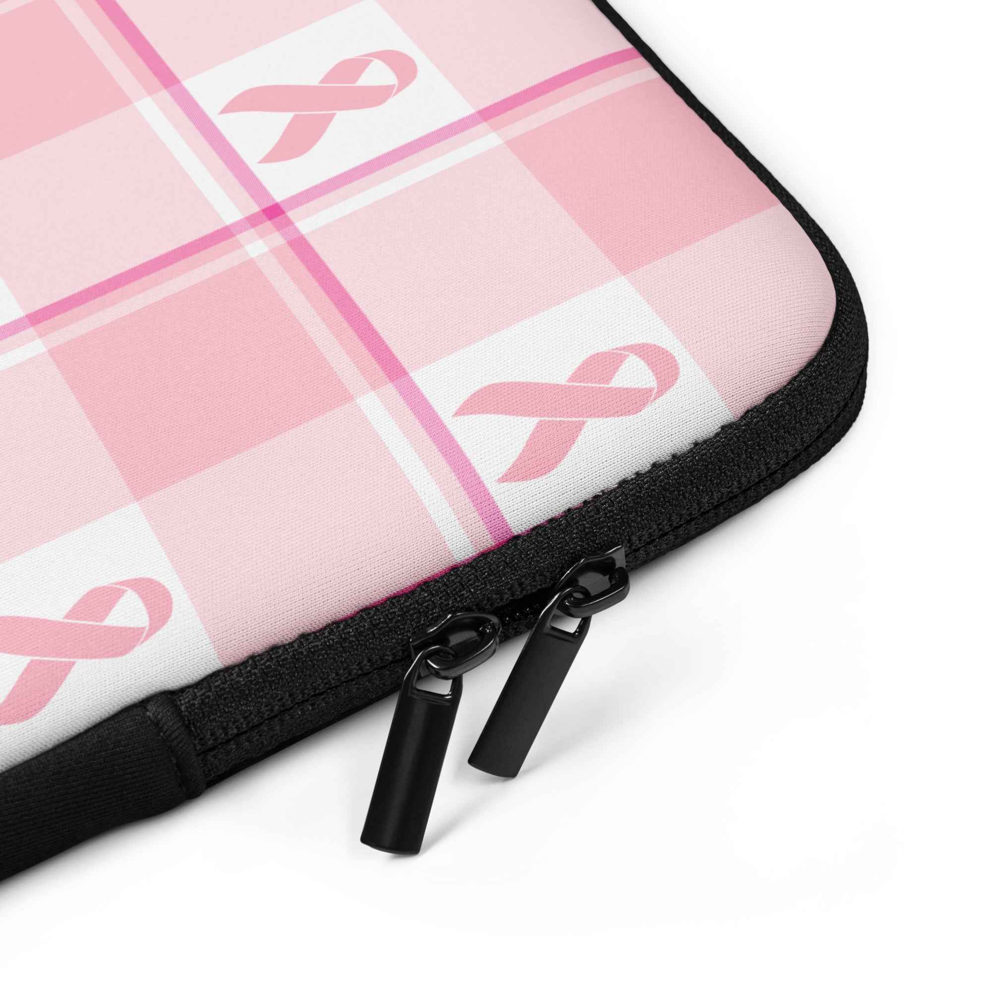 Laptop Sleeve Breast Cancer Awareness Plaid - Scottish Squares